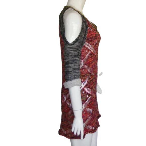 BKE Sweater, S, Open knit, Cold Shoulder, Multicolor, Distressed, Layer up - Picture 7 of 14